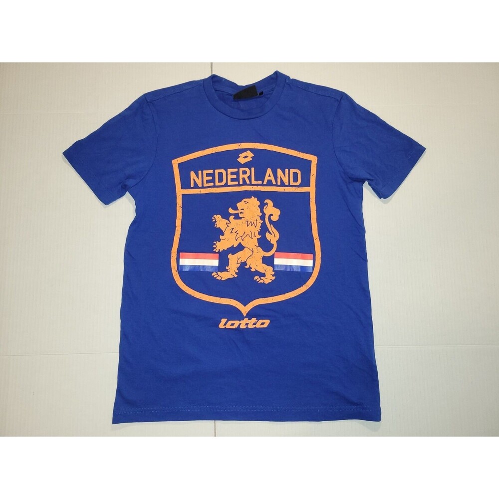 Lotto Blue Nederland Crest and Flag Short Sleeve Shirt Mens‎ Size Small Orange